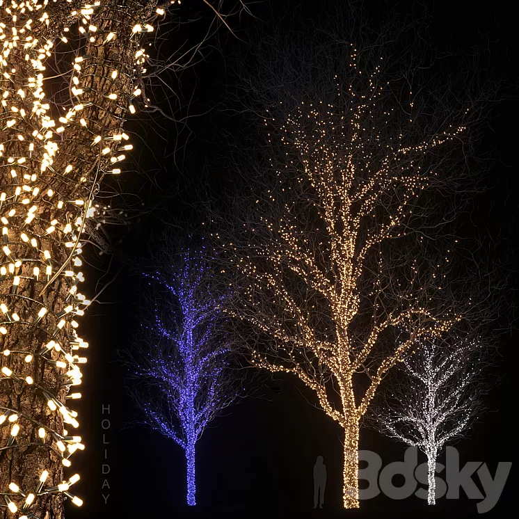 Holiday glowing trees 3dskymodel