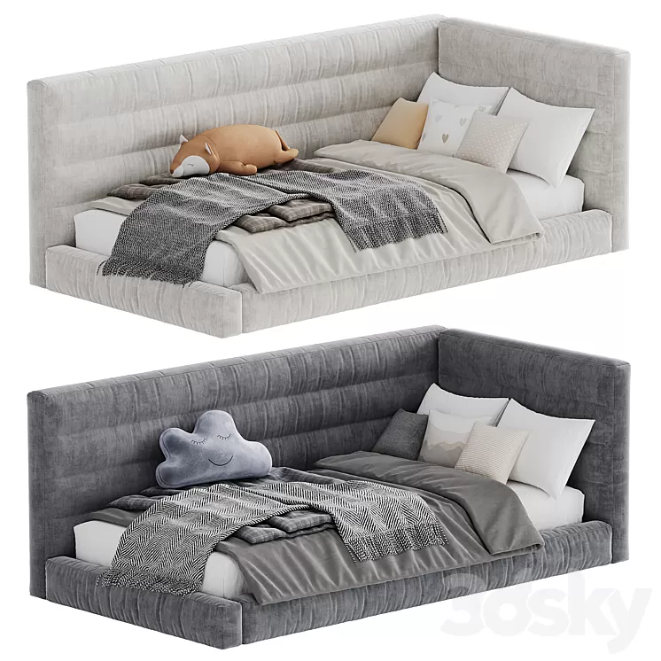 Hudson Upholstered Corner Bed 7 3dskymodel