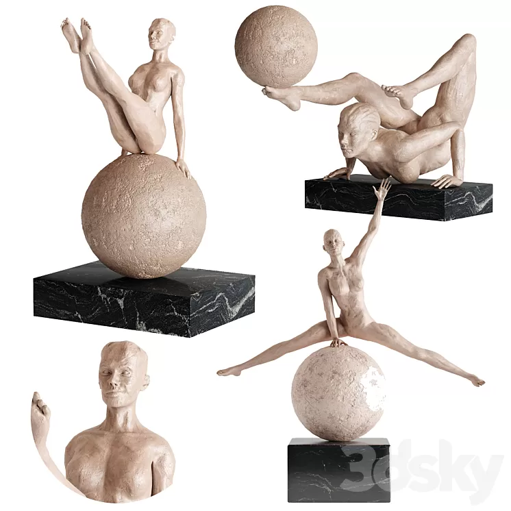 Human Sculptures 12(Girls With Balls) 3dskymodel
