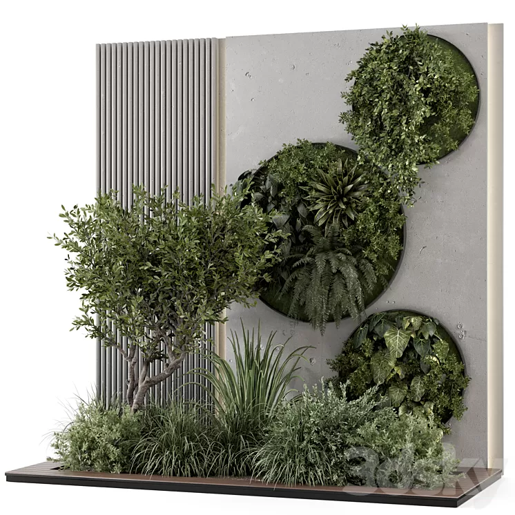 Indoor Wall Vertical Garden in Concrete Base – Set 1357 3dskymodel