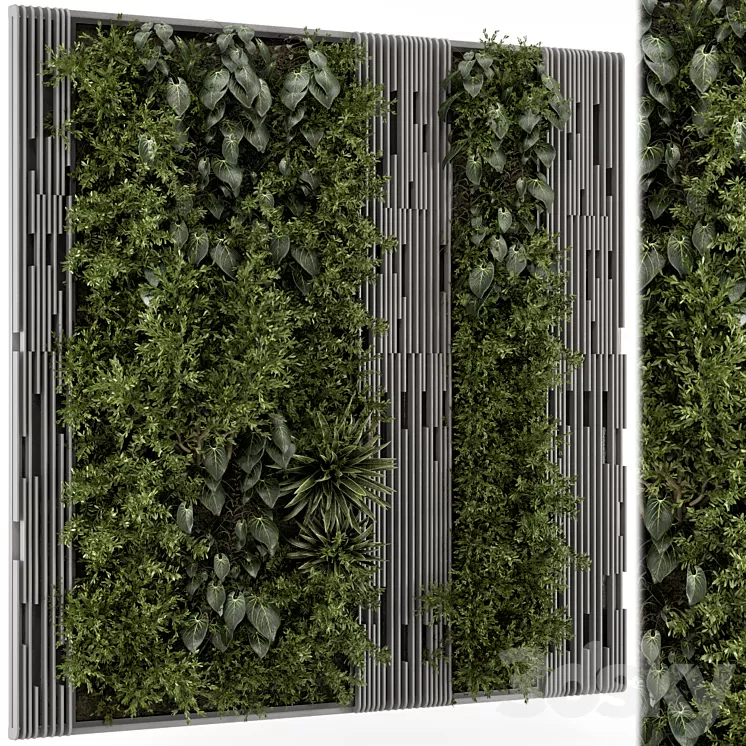 Indoor Wall Vertical Garden in Wooden Base – Set 864 3dskymodel
