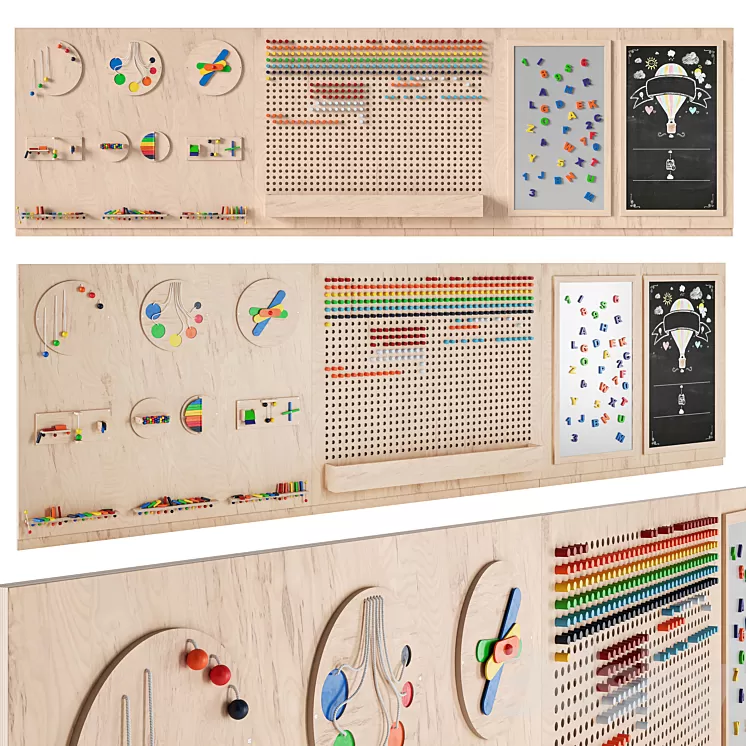 Interactive game board (busyboard) for a children's room 3dskymodel