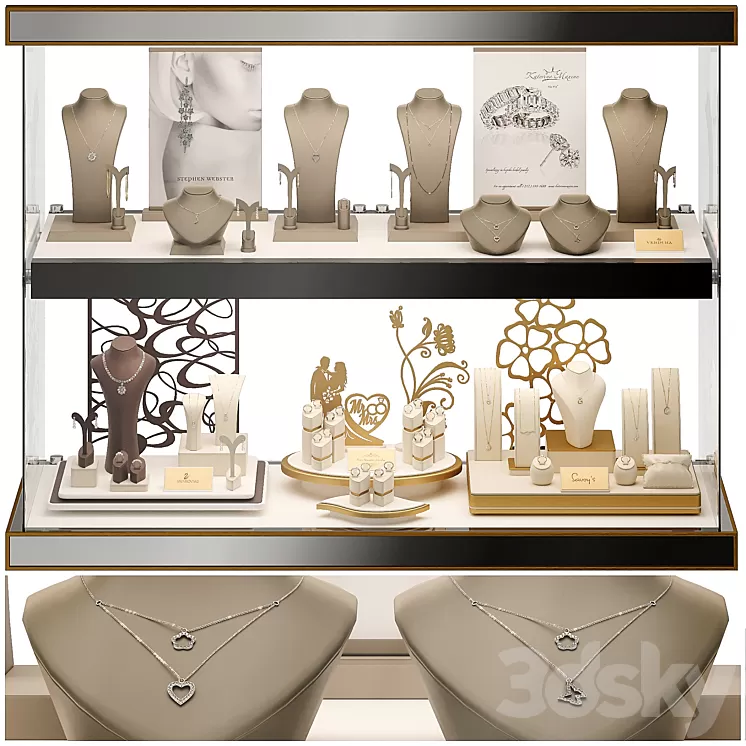 Jewelry showcase for a store. Jewelry stand. Display 3dskymodel