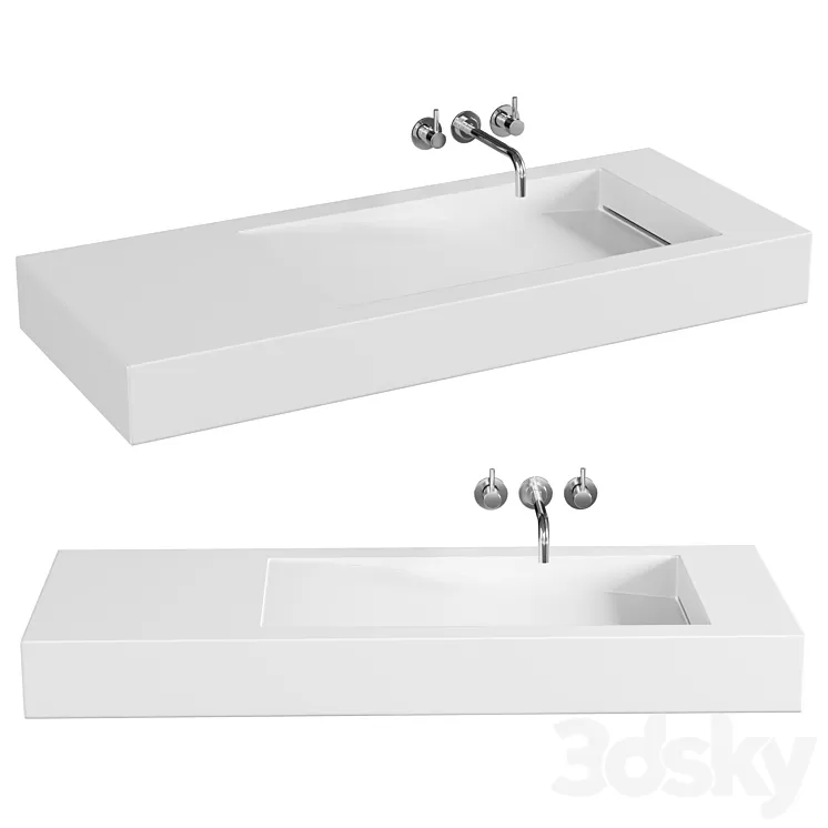 Lavabo suspendu – Solid surface Blanc Mat – 120×50 cm – Feel 3dskymodel