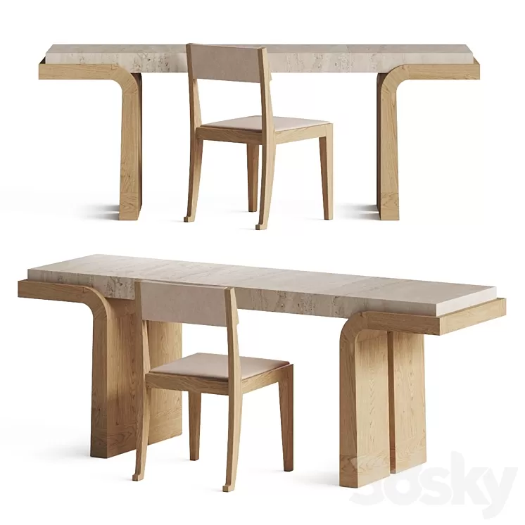 Le Cann Thalie Desk and Poly Chair 3dskymodel