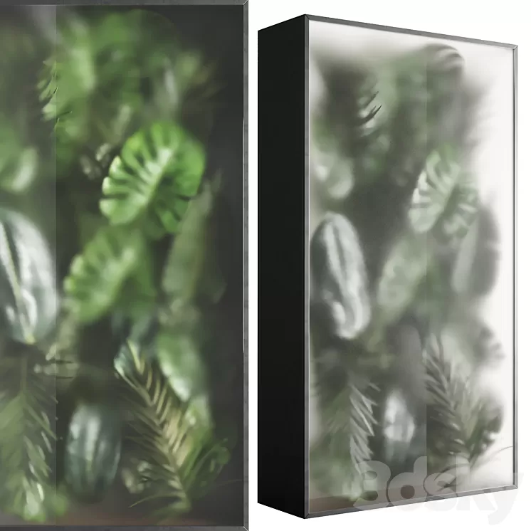 light box with tropical leaf garden in frame glass Smoked 01 3dskymodel