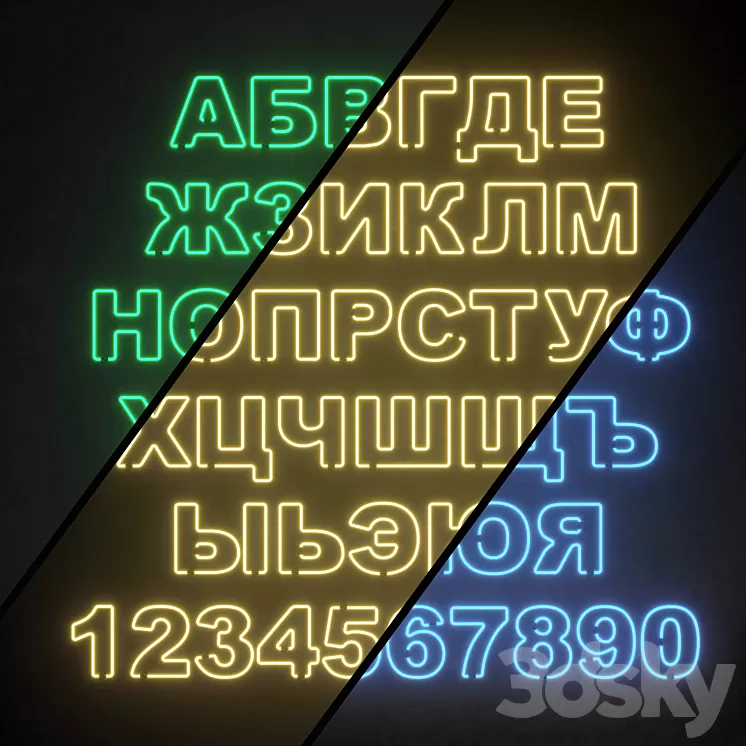 Light modules. Set 81. Neon Alphabet 3dskymodel