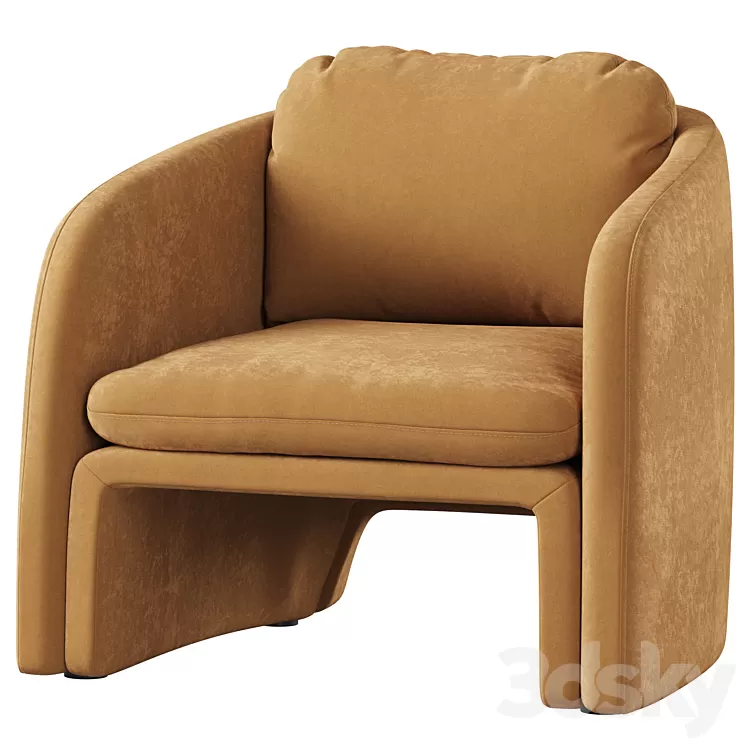 Low chair upholstered in suede Warren 3dskymodel