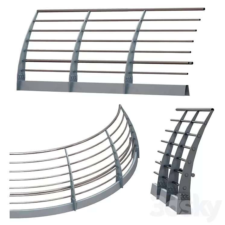 Metal bridge deck fencing of the embankment 3dskymodel