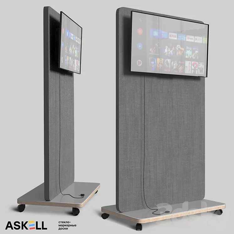 “Mobile whiteboard with acoustic panel function “”ASKELL Mobile 3MA100170″”” 3dskymodel