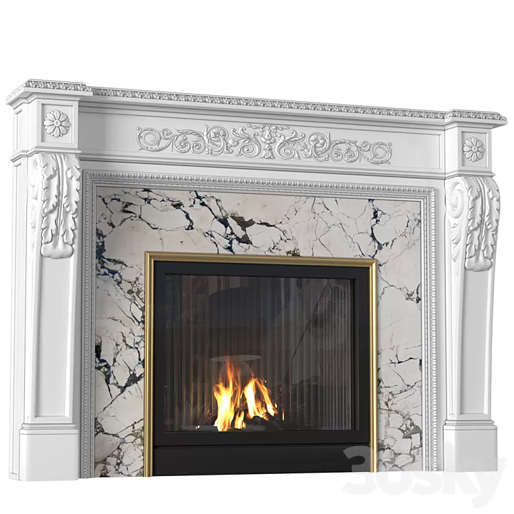 Modern fireplace in classic style.Fireplace modern ArtDeco 3dskymodel