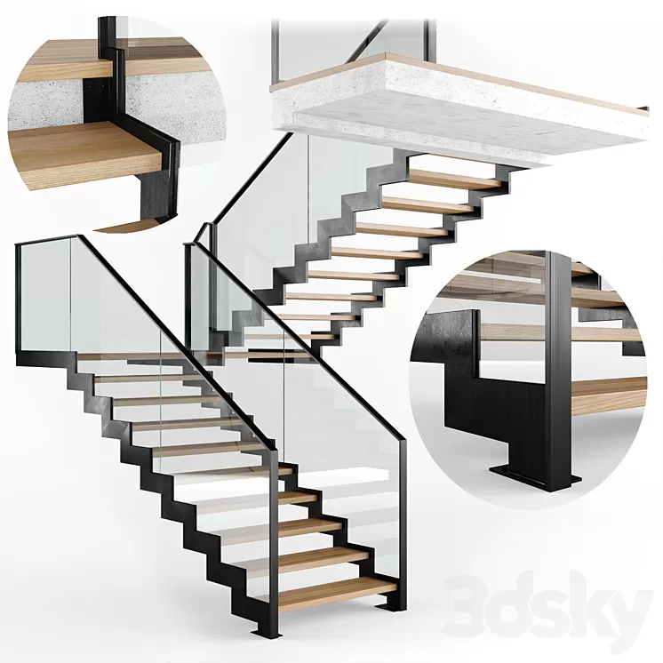 Modern interior stair 09 3dskymodel
