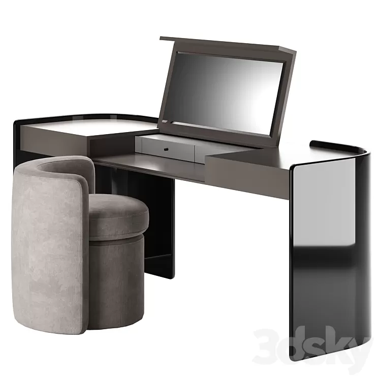Modern Make Up Table with Pouf 3dskymodel