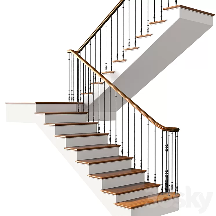 Modern Staircase in a classic style.Classic Modern  Art Deco interior Stair 3dskymodel