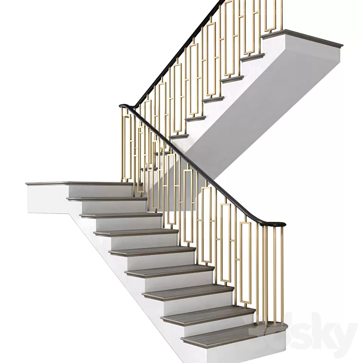 Modern staircase in Art Deco style. 3dskymodel