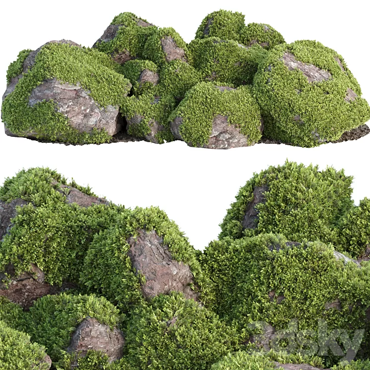 Mossy rock garden collection vol 140 3dskymodel