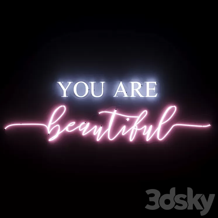 Neon Text 05 You Are Beautiful 3dskymodel