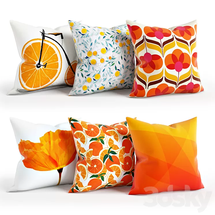 Orange_Pillow_Set_001 3dskymodel