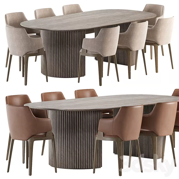 Parc Oval Dining Table and Velis Chair 3dskymodel