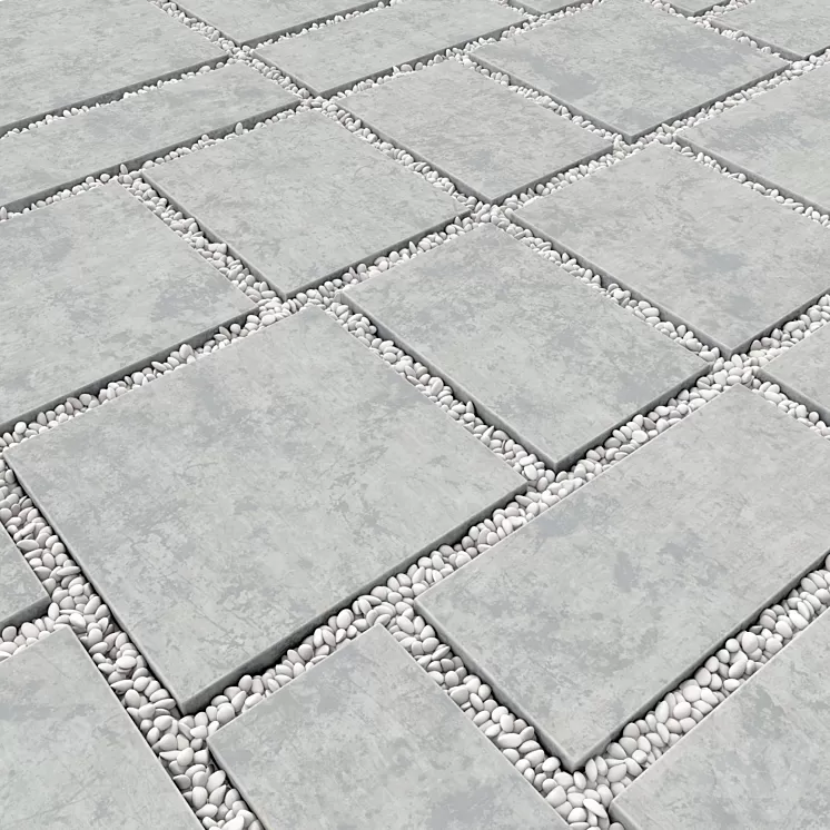 Paving tile pebble low oval n5 3dskymodel