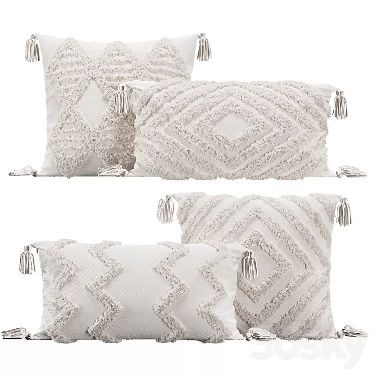 Pillows with fur geometric patterns 3dskymodel