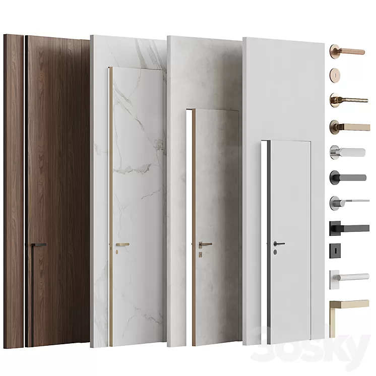 Planum PRO concealed doors with frame and fittings 3dskymodel