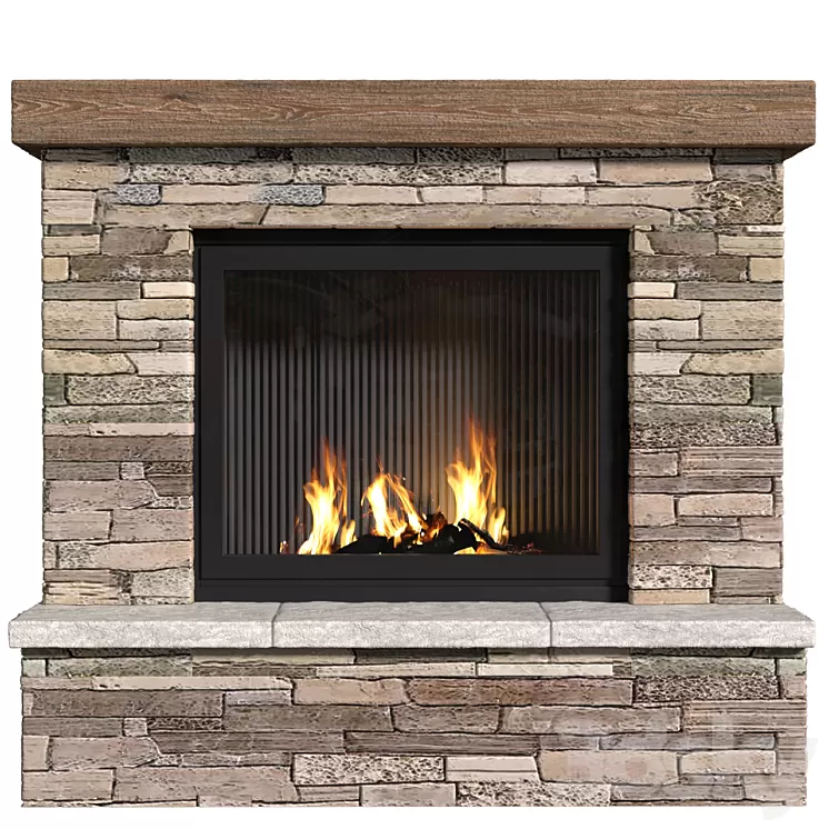 Provence style fireplace.Fireplace in Country style.Decorative stone wall 3dskymodel