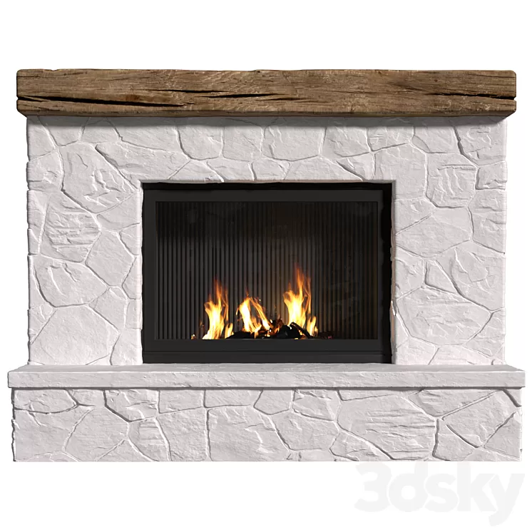 Provence style fireplace.Rock Fireplace in Country style.Rustic Farmhouse fireplace 3dskymodel