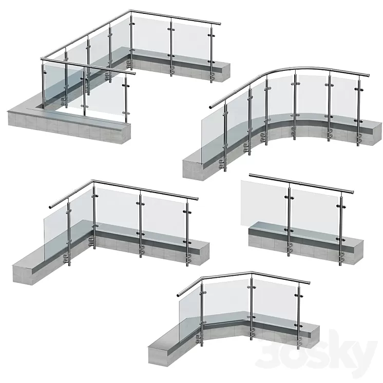 Railings for balconies terraces. 5 models 3dskymodel