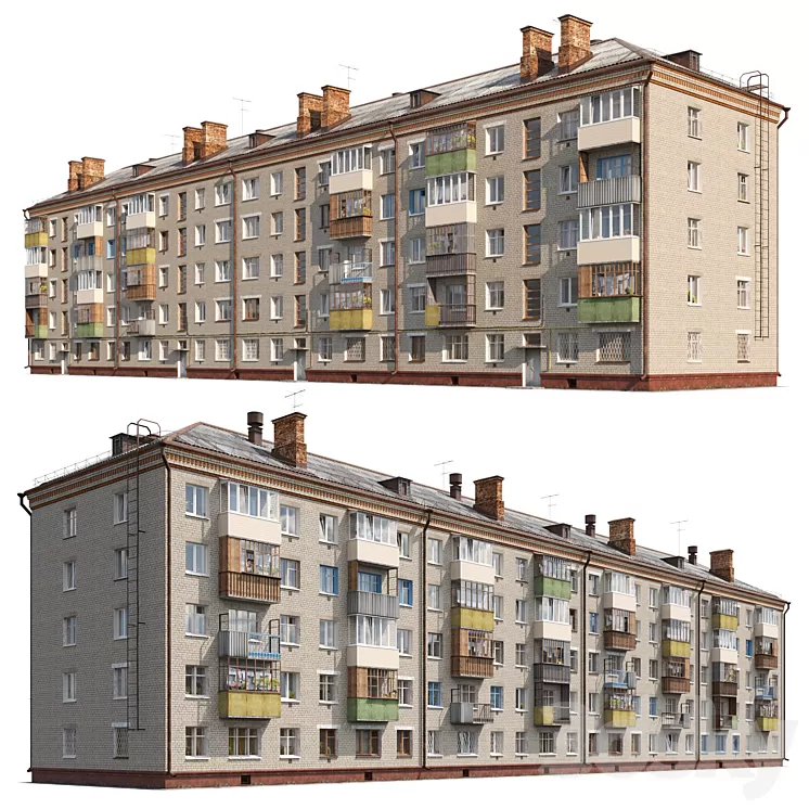 “Residential house. Series 1-447 “”Khrushchev””” 3dskymodel