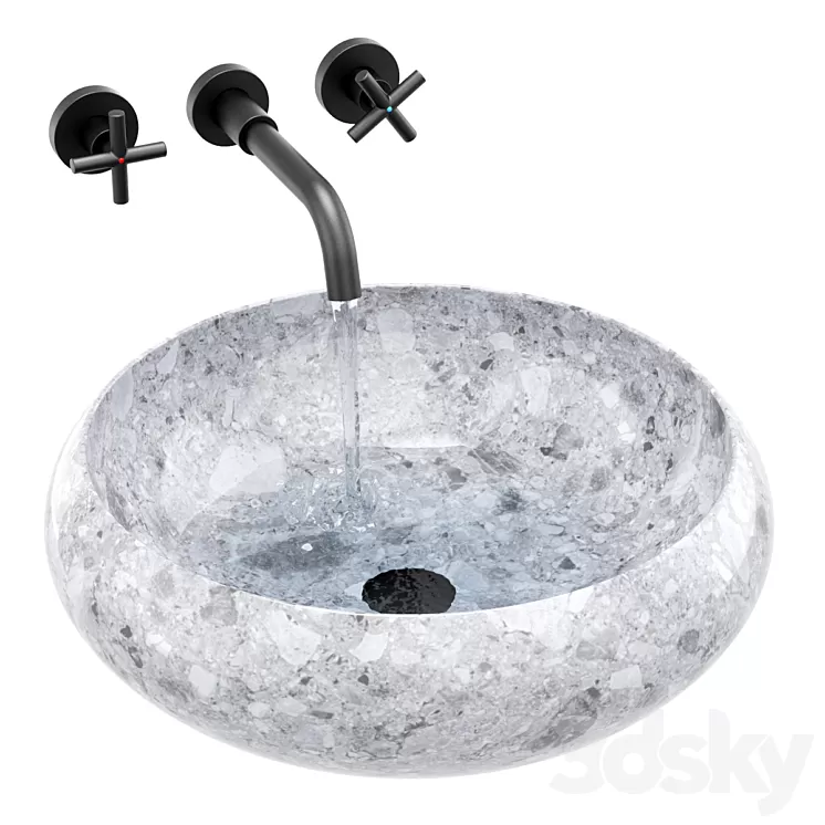 Ronda gray granite sink 3dskymodel