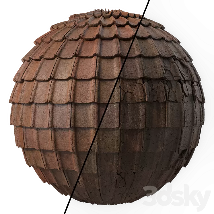 Roof Tile Materials 49- Concrete Roofing by Sbsar generator | Seamless Pbr 4k 3dskymodel