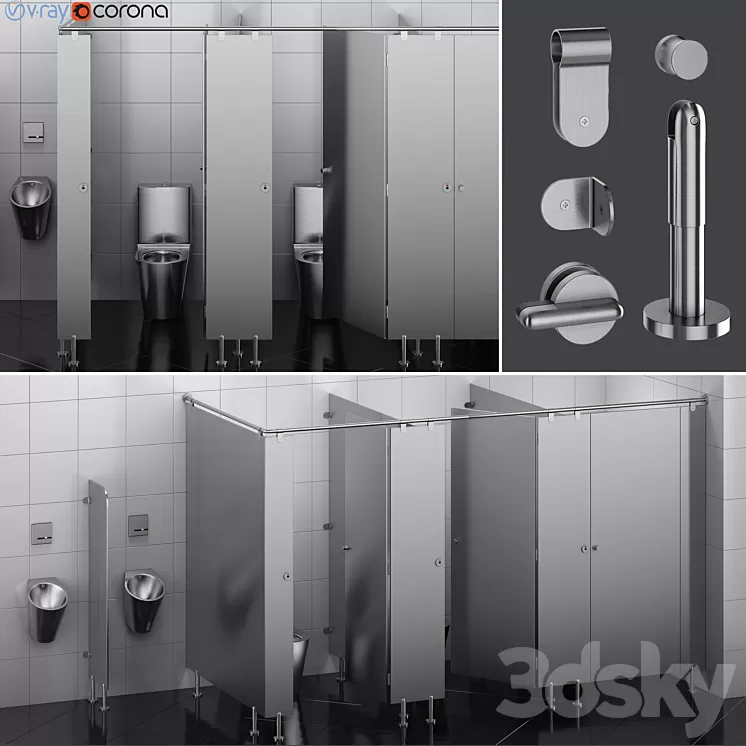 Sanitary partitions for public toilets FunderMax 2 (designer) 3dskymodel