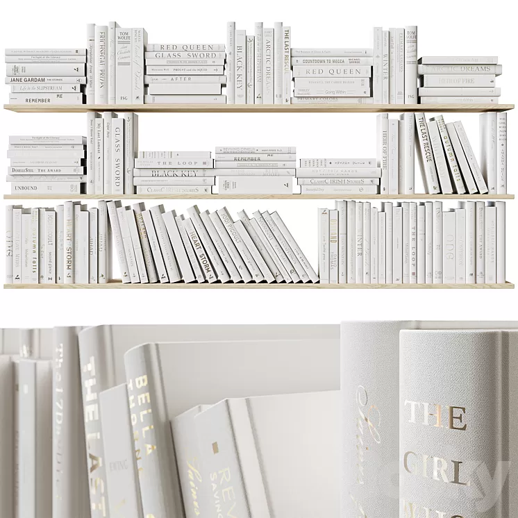 Set of books Books Beige_1 3dskymodel