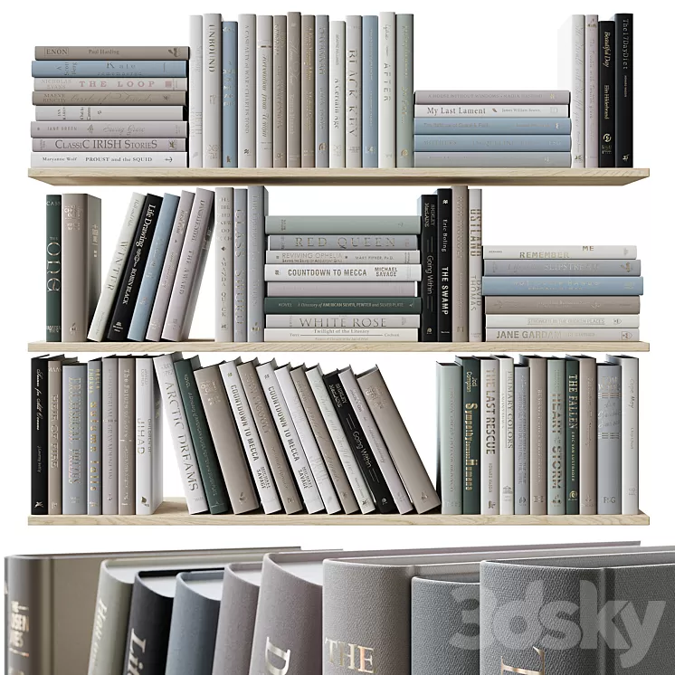 Set of books colored pastel colors 3dskymodel
