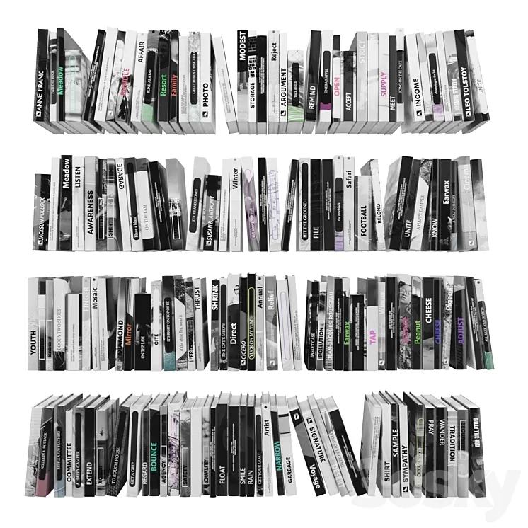 Set of books gray – 2-01 3dskymodel