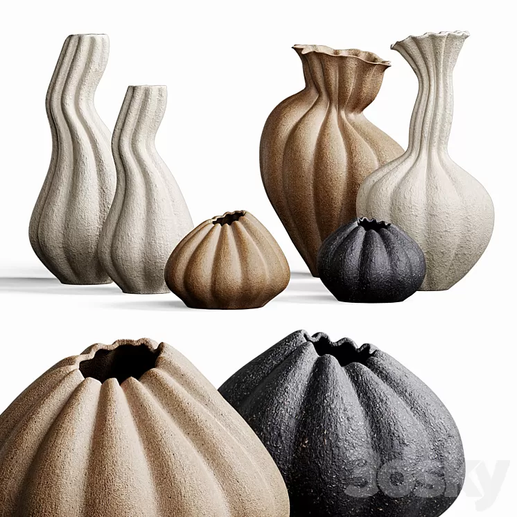 Set of decorative vases MALENE KNUDSEN 3dskymodel
