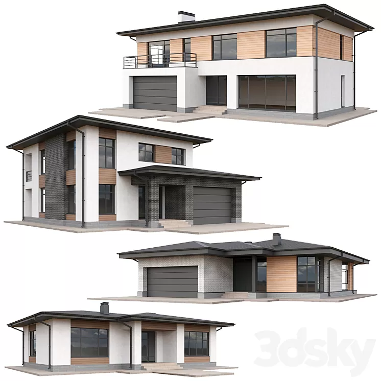 Set of low poly houses 03 3dskymodel
