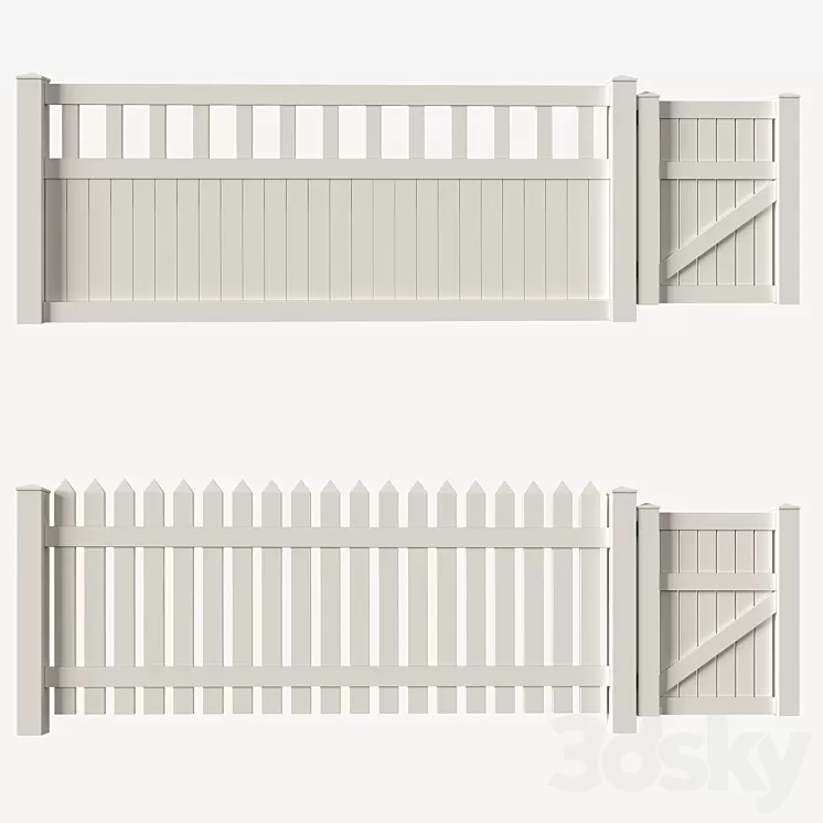 Set of PVC fences + wicket 3dskymodel