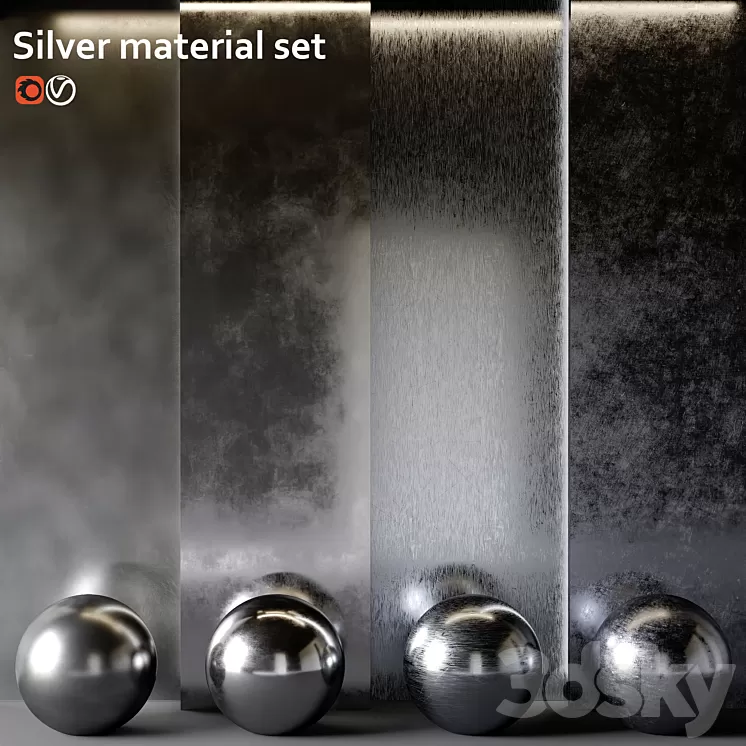Silver material set 3dskymodel