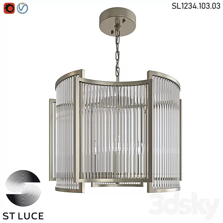 SL1234.103.03 Pendant chandelier ST-Luce Nickel\/Transparent OM 3dskymodel