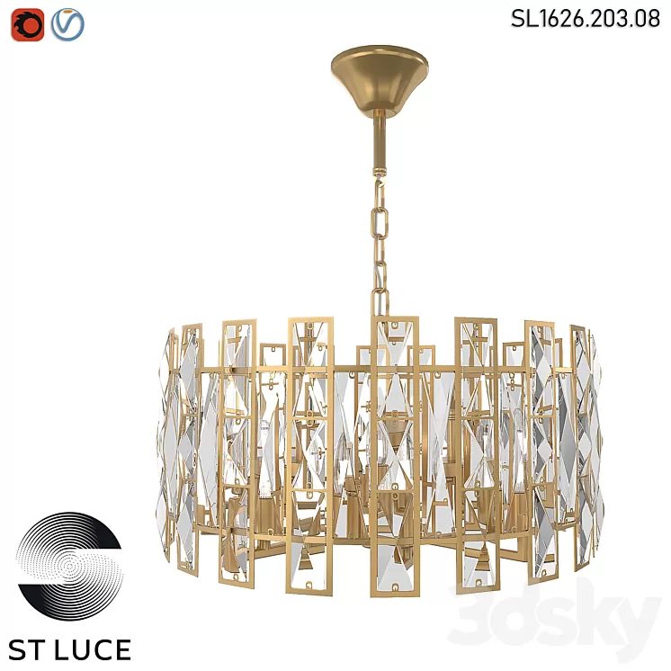 SL1626.203.08 Pendant chandelier ST-Luce champagne transparent OM 3dskymodel