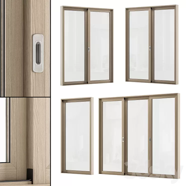 Sliding Wooden Window Modern – Windows Set 02 3dskymodel