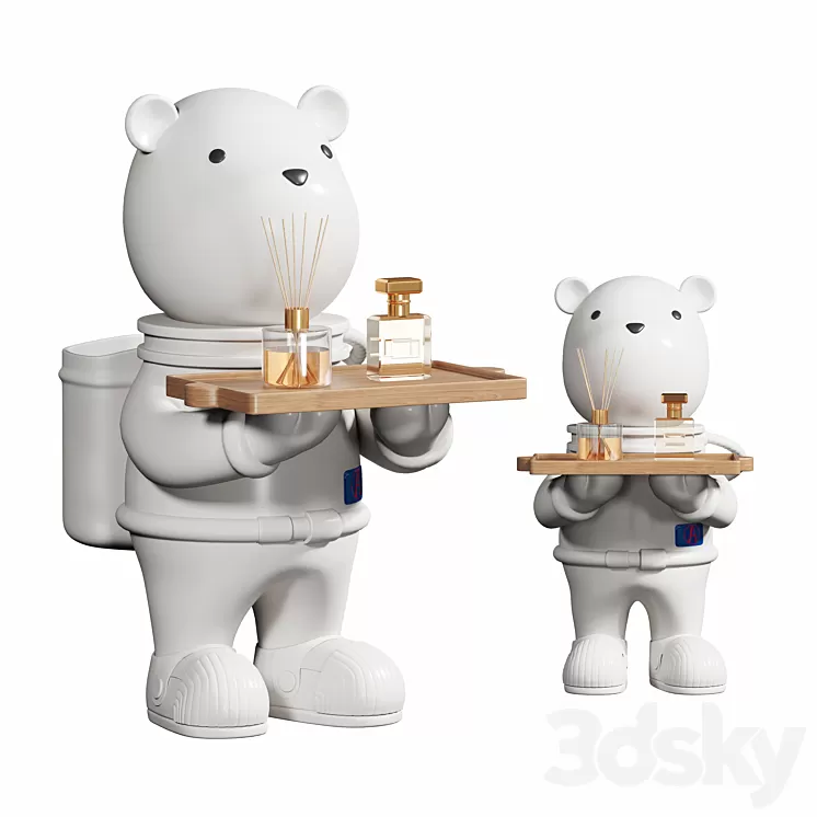 Space bear ornaments ceramic 3dskymodel