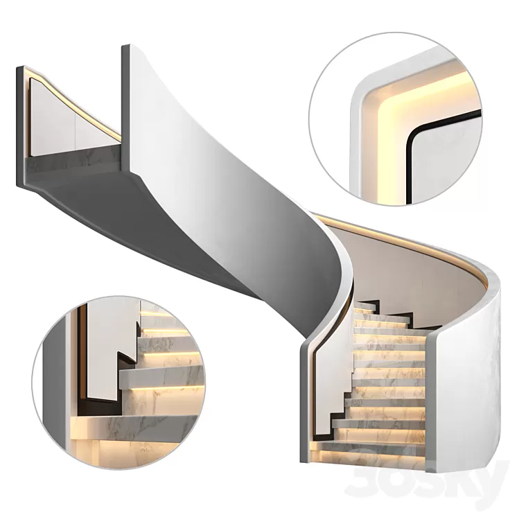 Spiral staircase 8 3dskymodel