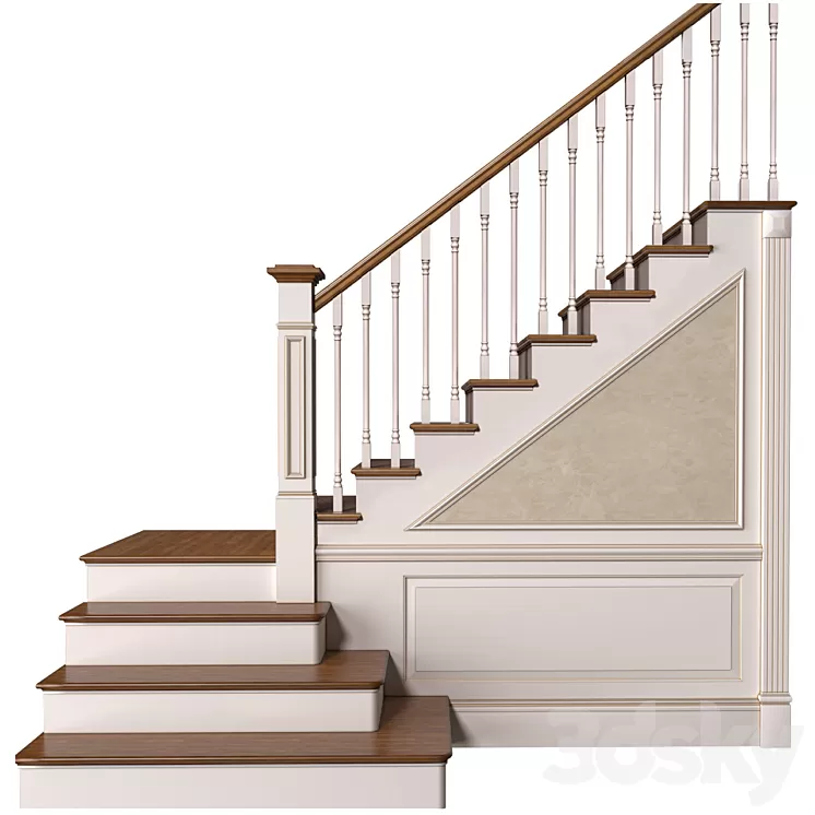 Stair in a classic style.Classic Modern interior Stair 3dskymodel