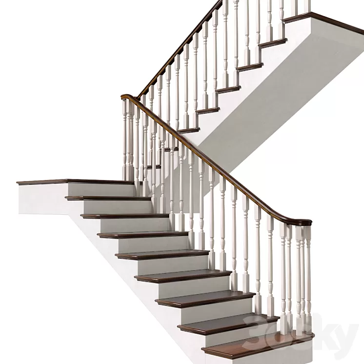 Staircase in classic style.Classic Modern interior stair 3dskymodel