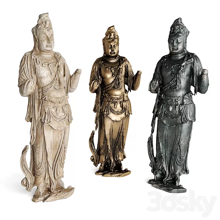 Standing Buddha bodhisattva sculpture 3dskymodel