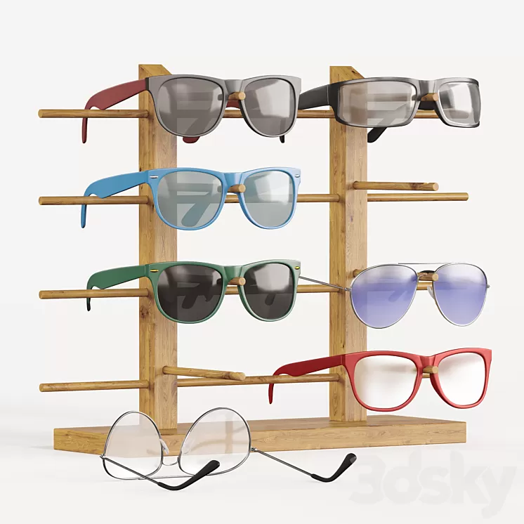 Sunglasses stand with glasses 3dskymodel