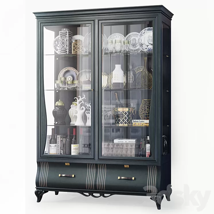 Swing cabinet with glass showcase Art Deco Carpanese 3dskymodel